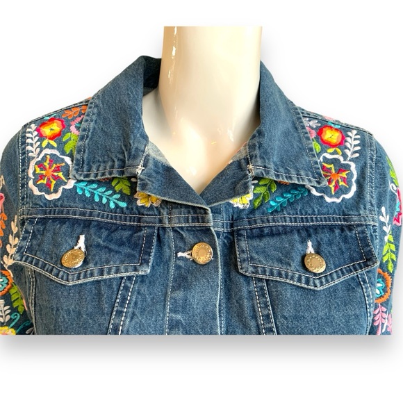 BLEU BAYOU EMBROIDERED DENIM JACKET  WOMEN’S SIZE S/M - Picture 5 of 12